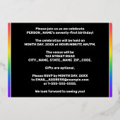 71e verjaardag: Fun, kleurrijke Fireworks look Folie Uitnodiging (Achterkant)