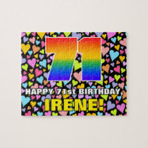 71e verjaardag — Fun, liefhebbende hartvormen + "7