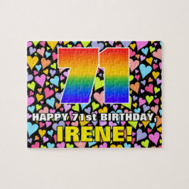 71e verjaardag — Fun, liefhebbende hartvormen + "7 Legpuzzel