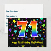 71e verjaardag: Fun Stars-patroon, Regenboog 71, N Briefkaart (Voorkant / Achterkant)