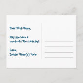 71e Verjaardag: Fun Sterren Patroon, Regenboog 71, Briefkaart (Achterkant)