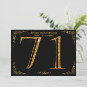 71e verjaardag, Gatsby styl, zwarte gouden glitter Kaart (Staand voorkant)