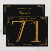 71e verjaardag, Gatsby styl, zwarte gouden glitter Kaart (Voorkant / Achterkant)