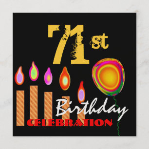 71e verjaardag Gold-kaarsen en ballonmetaal Kaart
