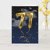 71e verjaardag Gold Mylar ballon en Confetti-kaart Kaart (Gele Bloem)