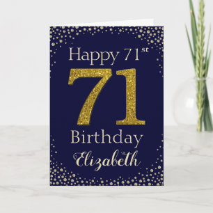 71e verjaardag Golden Glitter Kaart