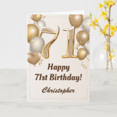 71e verjaardag goudballonnen en Confetti verjaarda Kaart (Gele Bloem)