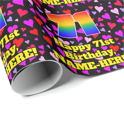 71e verjaardag: Het liefhebbende Kunstpatroon, Reg Cadeaupapier (Rol Hoek)