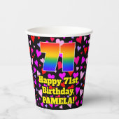 71e verjaardag: Het liefhebbende Kunstpatroon, Reg Papieren Bekers (Voorkant)