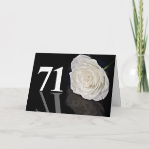 71e Verjaardag Kaart met een klassieke witte roos