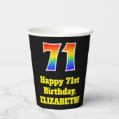 71e verjaardag: Kleurrijk, Leuk, Spannend, Regenbo Papieren Bekers (Achterkant)