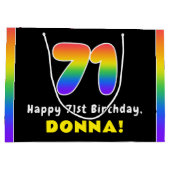 71e verjaardag: kleurrijke regenboog # 71, Naam va Groot Cadeauzakje (Achterkant)