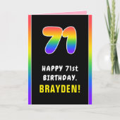 71e verjaardag: kleurrijke regenboog # 71, Naam va Kaart (Voorkant)