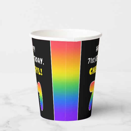 71e verjaardag: kleurrijke regenboog # 71, Naam va Papieren Bekers (Rechts)