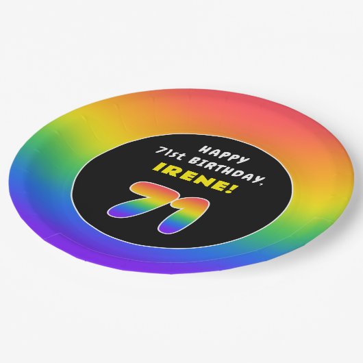 71e verjaardag: kleurrijke regenboog # 71, Naam va Papieren Bordje (Gekanteld)