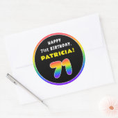 71e verjaardag: kleurrijke regenboog # 71, Naam va Ronde Sticker (Envelop)
