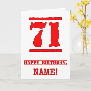 71e verjaardag: Leuk, rood rubberen stempel geïnsp Kaart