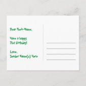 71e verjaardag – leuk vuurwerkpatroon + regenboog briefkaart (Achterkant)