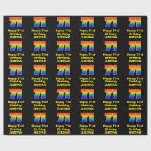 71e verjaardag: Leuke, kleurrijke regenboog geïnsp