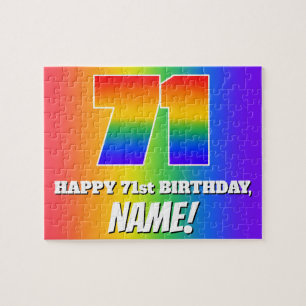 71e verjaardag — Meerkleurig regenboogpatroon "71" Legpuzzel