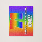 71e verjaardag — Meerkleurig regenboogpatroon "71" Legpuzzel (Verticaal)