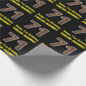 71e verjaardag: Naam & Faux Wood Grain Patroon "71 Cadeaupapier (Hoek)