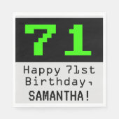 71e verjaardag - Nerdy / Geeky stijl "71" & naam Servet (Voorkant)