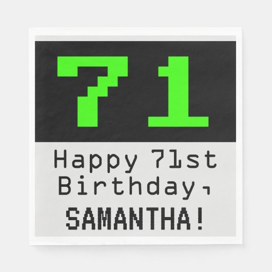 71e verjaardag - Nerdy / Geeky stijl "71" & naam Servet (Voorkant)