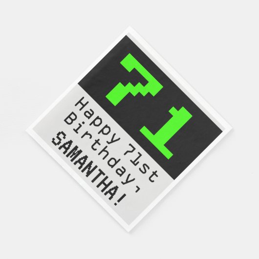 71e verjaardag - Nerdy / Geeky stijl "71" & naam Servet (Hoek)