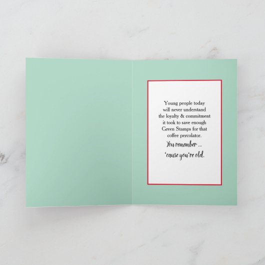 71e verjaardag ouderwetse groene postzegels kaart (Binnen)