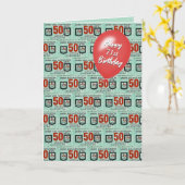 71e verjaardag ouderwetse groene postzegels kaart (Gele Bloem)