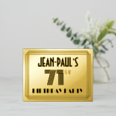 71e verjaardag partij ~ Art Deco Style "71" + naam Folie Uitnodiging Briefkaart (Staand Voorkant)