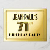 71e verjaardag partij ~ Art Deco Style "71" + naam Folie Uitnodiging Briefkaart (Voorkant)