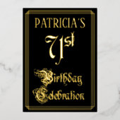 71e verjaardag Partij — Fancy Manuscript & de Naam Folie Uitnodiging (Voorkant)