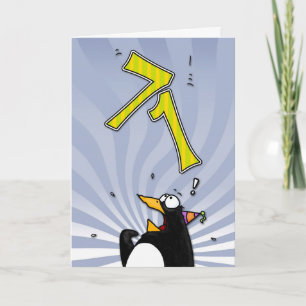 71e verjaardag - Penguin Surprise Kaart