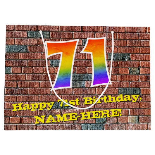 71e verjaardag: Plezier, op graffiti geïnspireerde Groot Cadeauzakje (Achterkant)