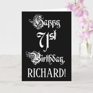 71e verjaardag: Prachtig, Elegant Schrift + Aangep Kaart