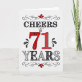 71e verjaardag Proost in rood wit zwart patroon Kaart (Voorkant)