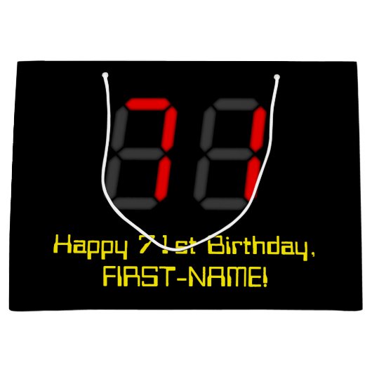 71e verjaardag: Red Digital Clock Style "71" + naa Groot Cadeauzakje (Voorkant)