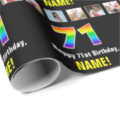 71e verjaardag: Regenboog "71"; Aangepaste foto's  Cadeaupapier (Rol Hoek)