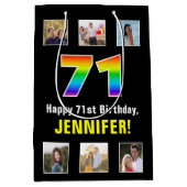 71e verjaardag: Regenboog "71", aangepaste foto's  Medium Cadeauzakje (Voorkant)