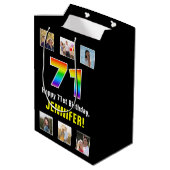 71e verjaardag: Regenboog "71", aangepaste foto's  Medium Cadeauzakje (Achterkant Gekanteld)
