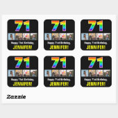 71e verjaardag: Regenboog "71"; Aangepaste foto's  Vierkante Sticker (Vel)