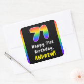 71e verjaardag: Regenboogspectrum # 71, Aangepaste Vierkante Sticker (Envelop)