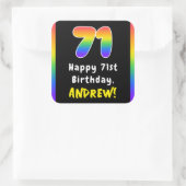 71e verjaardag: Regenboogspectrum # 71, Aangepaste Vierkante Sticker (Tas)