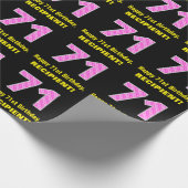 71e verjaardag: roze strepen en harten "71" + naam cadeaupapier (Hoek)