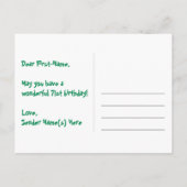 71e verjaardag: roze strepen & harten, regenboog 7 briefkaart (Achterkant)