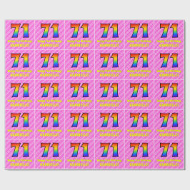 71e verjaardag: Roze strips & harten, regenboognr. Cadeaupapier