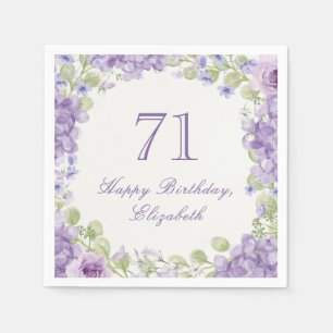 71e verjaardag servetten Elegant paarse bloemen