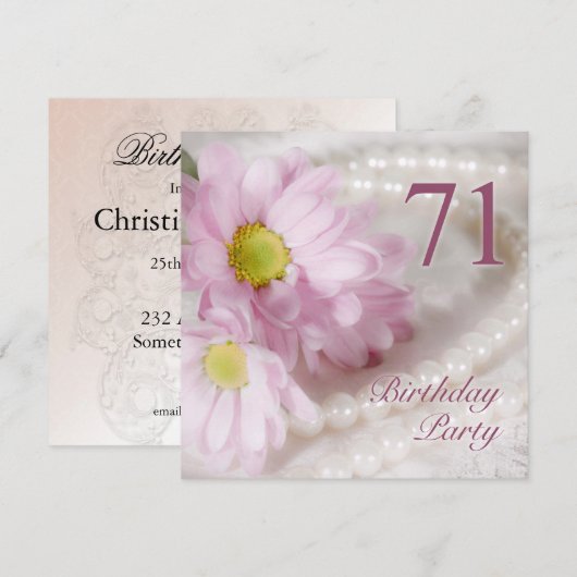 71e verjaardag uitnodiging met madeliefjes (Voorkant / Achterkant)